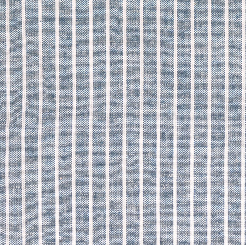 Denim Blue Yarn Dyed Wide Stripe Linen Cotton Blend from Carbury by Modelo Fabrics (Avail May)
