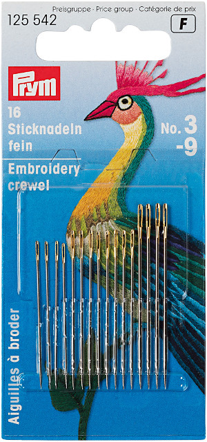 Prym Fine Crewel Needles Ht 3-9 Assorted With 16pcs