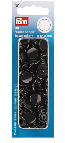 Prym Black Non-sew Colour Snaps - 12.4mm 30 Pieces