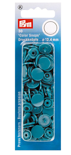 Prym Dark Turquoise Non-sew Colour Snaps - 12.4mm 30 Pieces