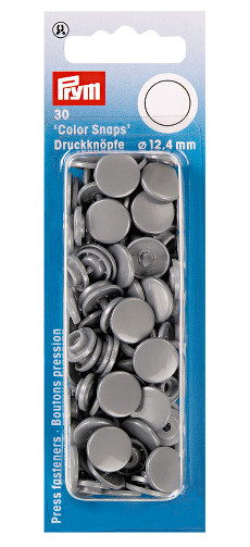 Prym Silver Grey Non-sew Colour Snaps - 12.4mm 30 Pieces