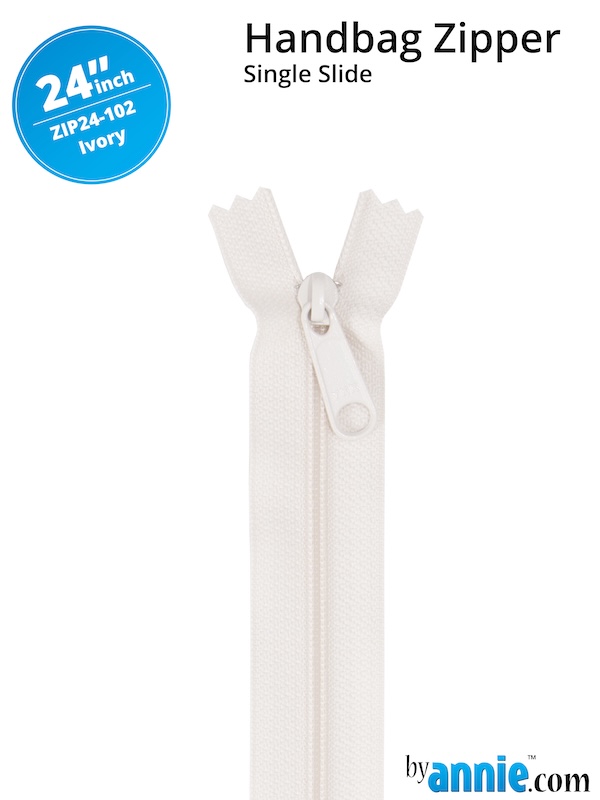 Single Slide Bag Zipper 24in Ivory From ByAnnie (ZIP24-102)