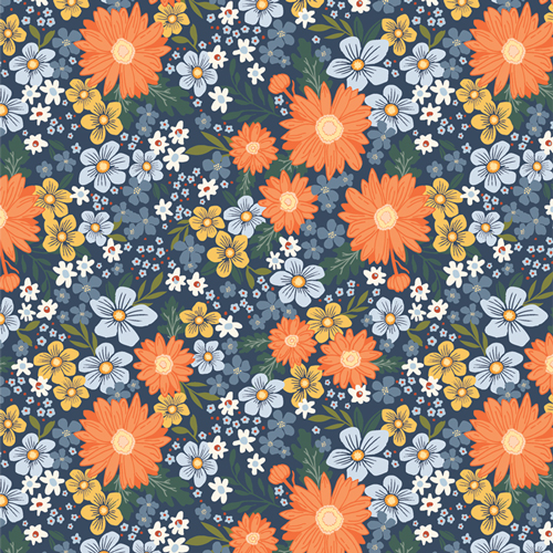 Retro Blooms from Happy Camper by Maureen Cracknell for AGF (Avail Jan)