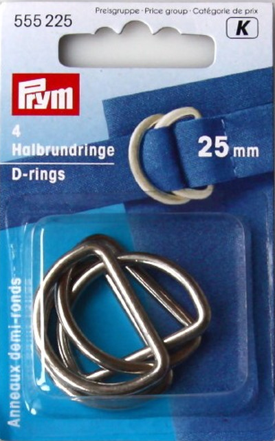 Prym D-rings 25mm Silver Col 4pcs