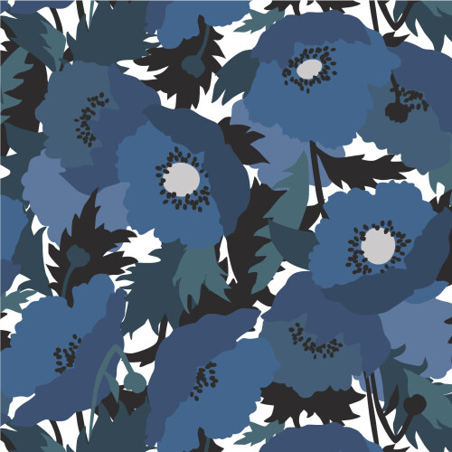 Blue Flowers From Coexisting In Rayon By Ophelia Pang For Cloud9 Fabrics