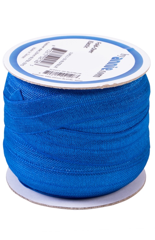 Blastoff Blue Foldover Elastic 20mm x 50yds (45.7m) From ByAnnie (SUP211-50-BLSTBLUE)