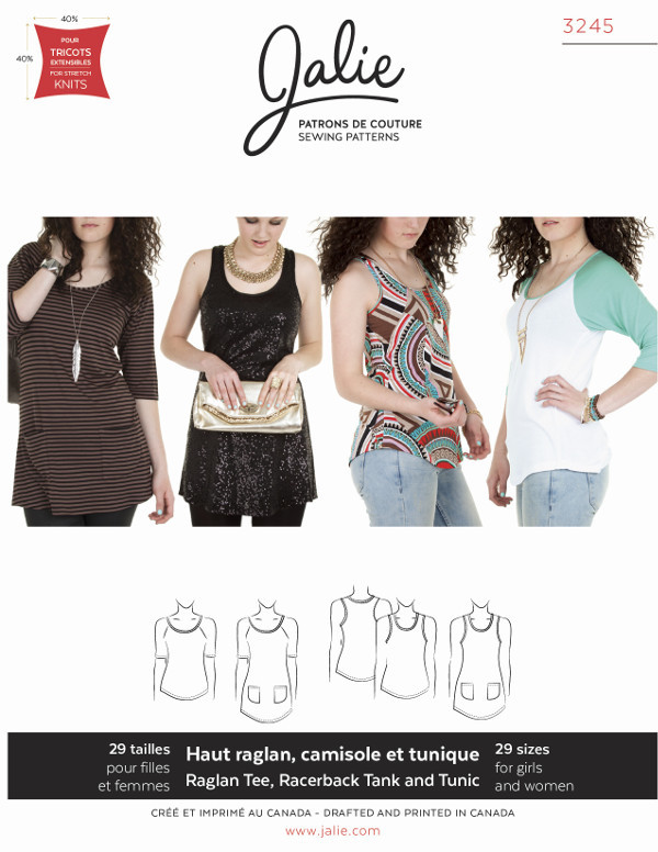 Raglan Top Racerback Tank And Tunics Pattern by Jalie