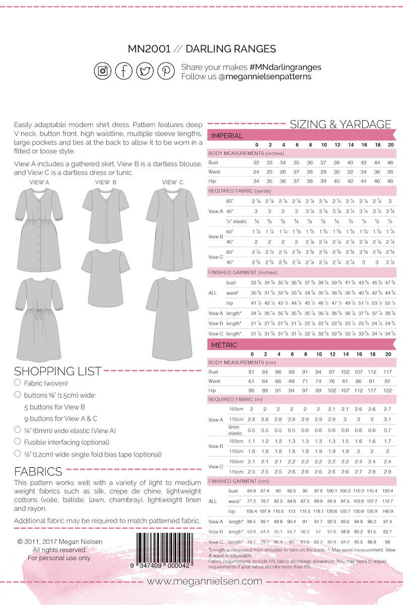 Darling Ranges Dress Pattern By Megan Nielsen