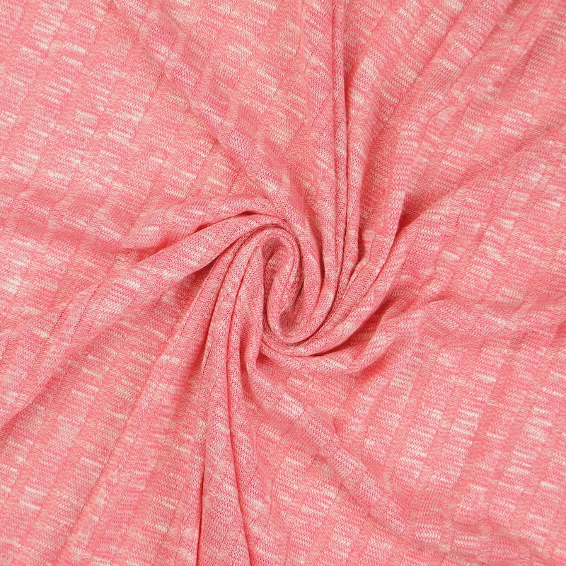 Sete Pink Melange Summer Rib Knit Fabric