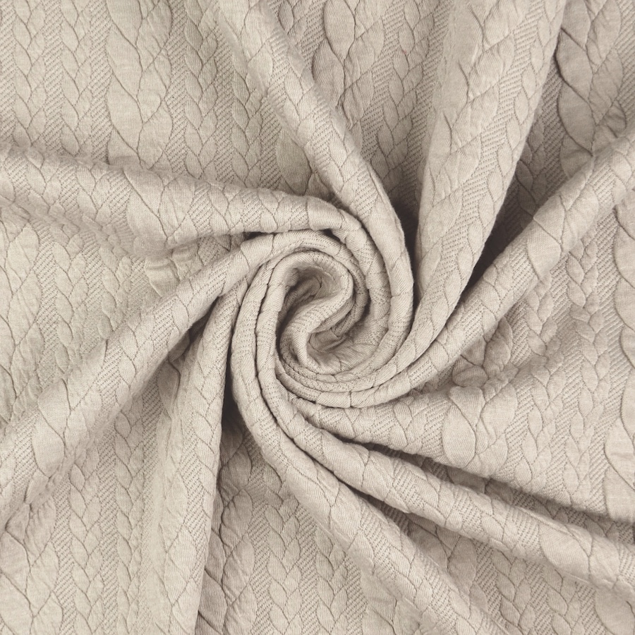 Oatmeal Heathered Cable Jacquard Knit from Barso by Modelo Fabrics
