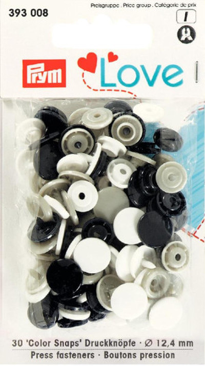 Prym Navy Blue / Grey / White Non-sew Colour Snaps - 12.4mm 30 Pieces