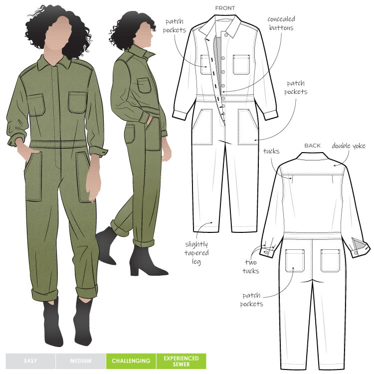 Melrose Boiler Suit Pattern Size 4-16 By Style Arc