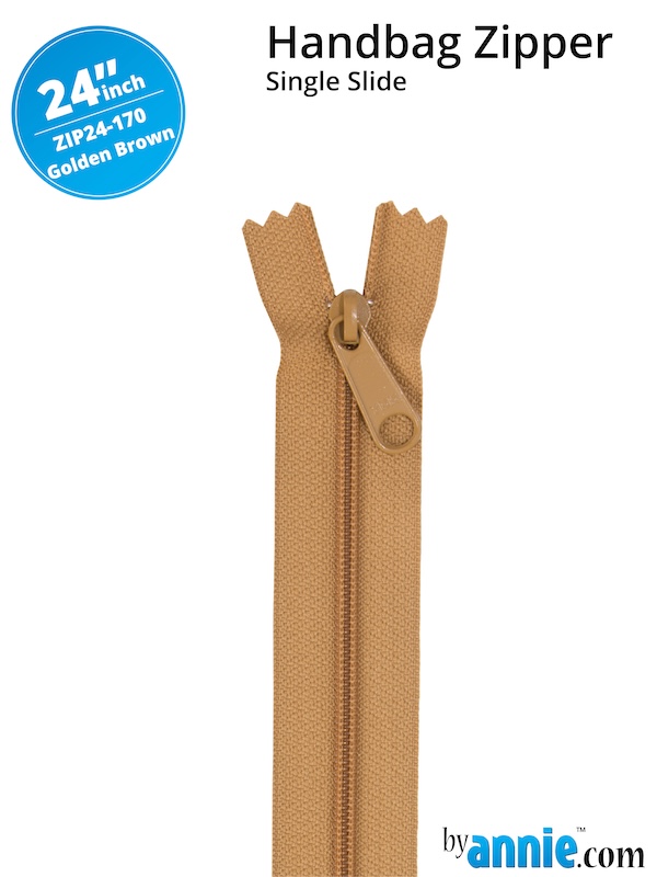 Single Slide Bag Zipper 24in Golden Brown From ByAnnie (ZIP24-170)