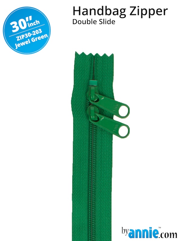 Double Slide Bag Zipper 30in Jewel Green From ByAnnie (ZIP30-203)