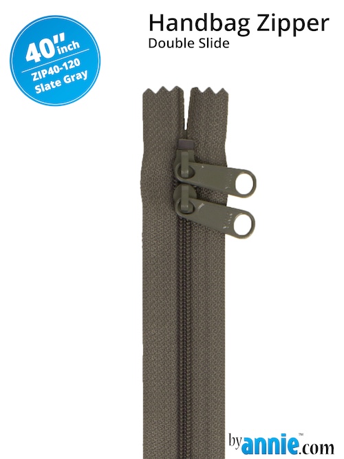 Double Slide Bag Zipper 40in Slate Gray From ByAnnie (ZIP40-120)