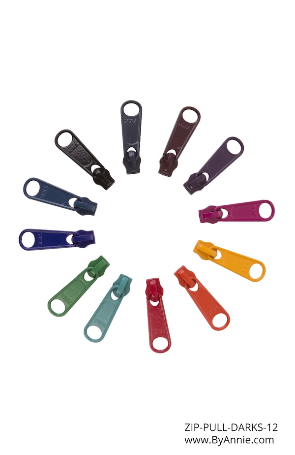Zipper Pull Set Darks Pack of 12 From ByAnnie (ZIP-PULL-DARKS-12)