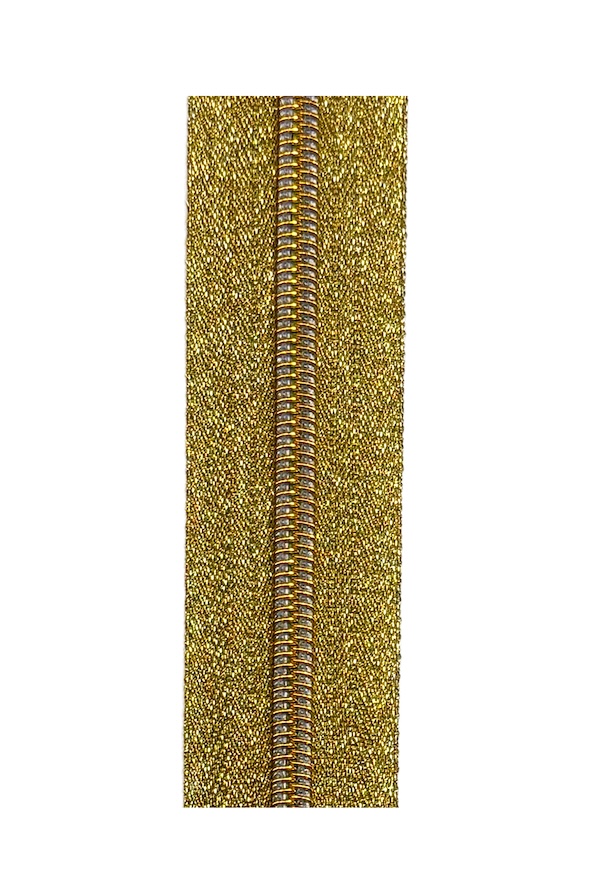 Gold Metallic Tape With Gold Teeth Heavy Duty #5 Continuous Zip Tape Bulk