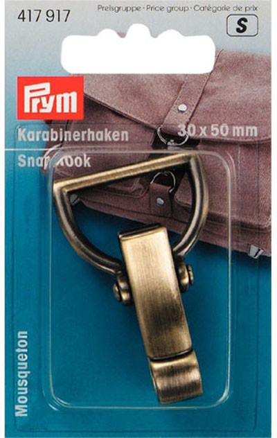 Prym Snap Hook 30 X 50mm Antique Brass Brushed