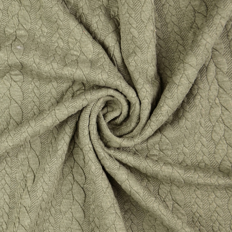 Olive Heathered Cable Jacquard Knit from Barso by Modelo Fabrics