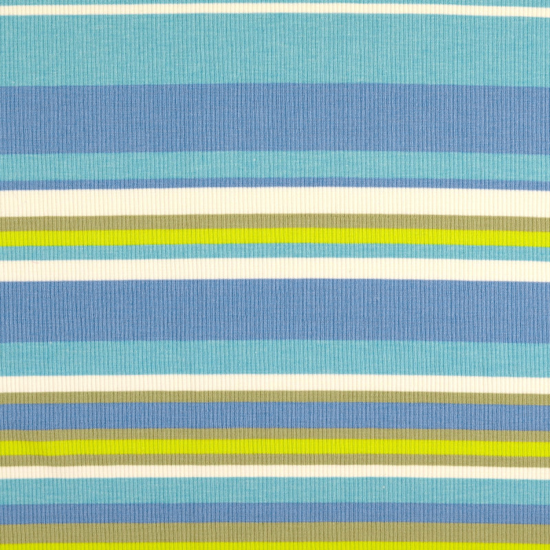 Blue / Lime Striped Rib Knit from Isiro by Modelo Fabrics