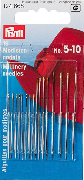 Prym Milinery Needles Sz5-10 Silver With 16 Pcs