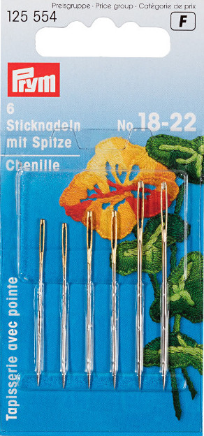 Prym Needles Chenille Sharp Point No.18-22 Assorted With 6pcs