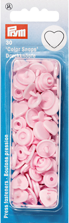 Prym Pale Pink Heart Non-sew Colour Snaps - 12.4mm 30 Pieces