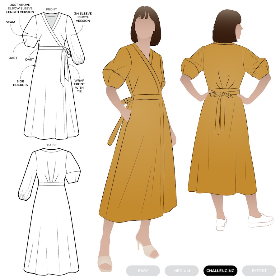 Millicent Wrap Dress Pattern Size 18-30 By Style Arc