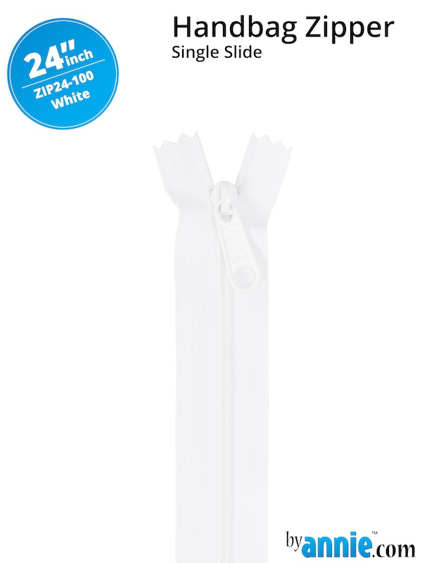 Single Slide Bag Zipper 24in White From ByAnnie (ZIP24-100)