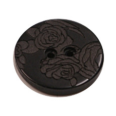 Acrylic Button 2 Hole Engraved 23mm Black