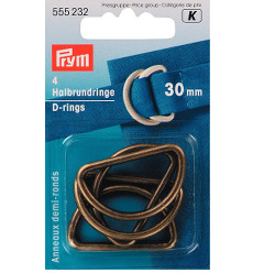 Prym D-rings 30mm Antique Brass 4pcs