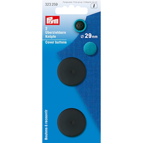 Prym Cover Buttons 29mm Black Plastic - 2 Pieces
