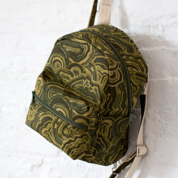 Small backpack made using Turkey Tail Green from the range 