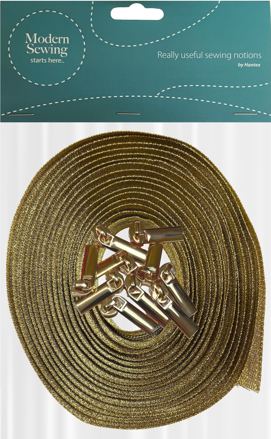 Gold Metallic With Gold Teeth #5 Continuous Zip With Pulls - 5m Tape And 10 Pulls