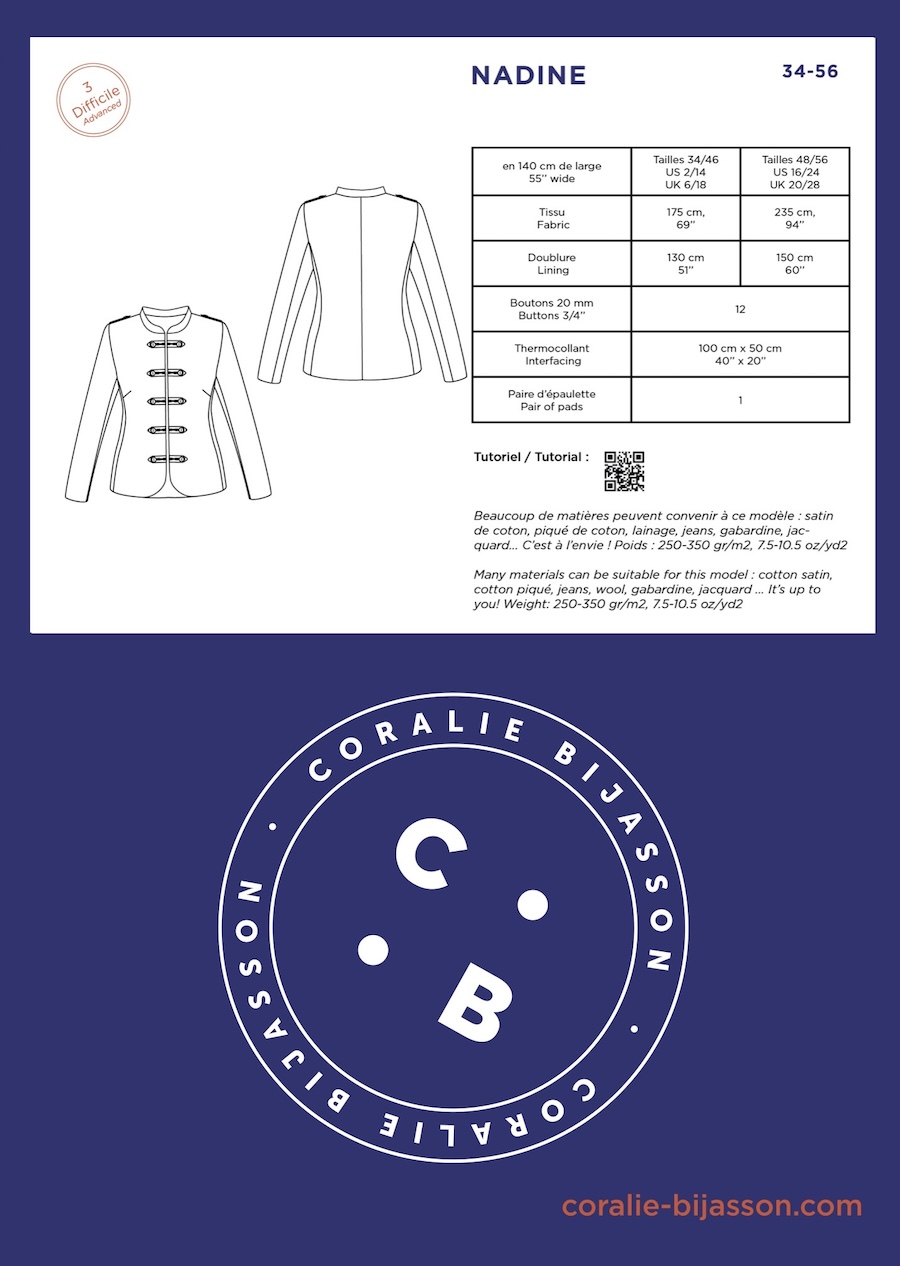 Nadine Jacket Pattern By Coralie Bijasson (Avail May)