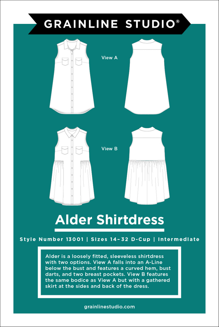 Alder Shirtdress Pattern Size 14-32 By Grainline Studio (Avail Apr)