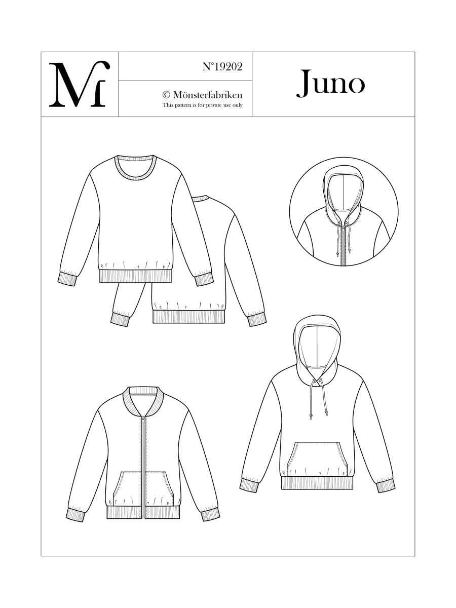 Juno Sweatshirt Pattern 64 - 116cm Chest by Monsterfabriken (Avail Mar)
