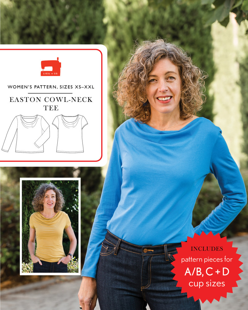 Easton Cowl Neck Tee Pattern by Liesl + Co