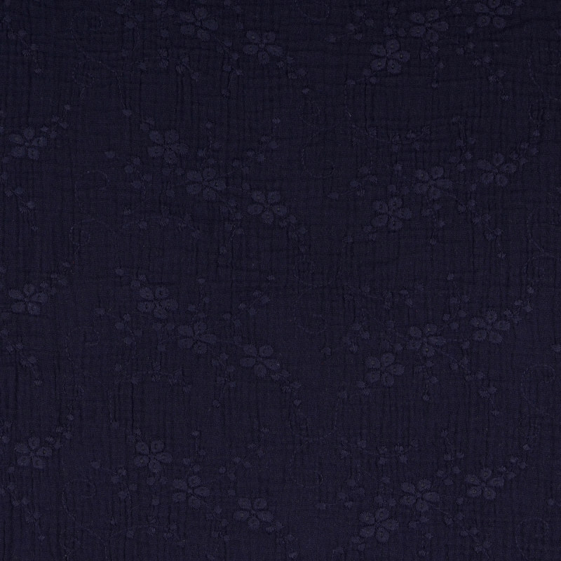 Navy Embroidered Double Gauze from Nikaho by Modelo Fabrics