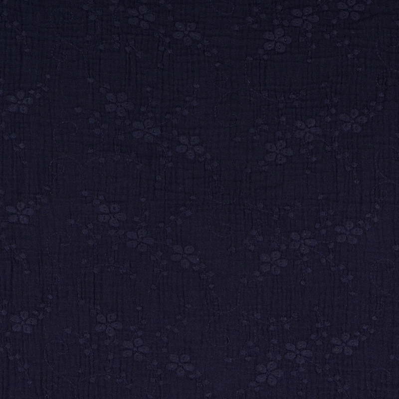 Navy Embroidered Double Gauze from Nikaho by Modelo Fabrics