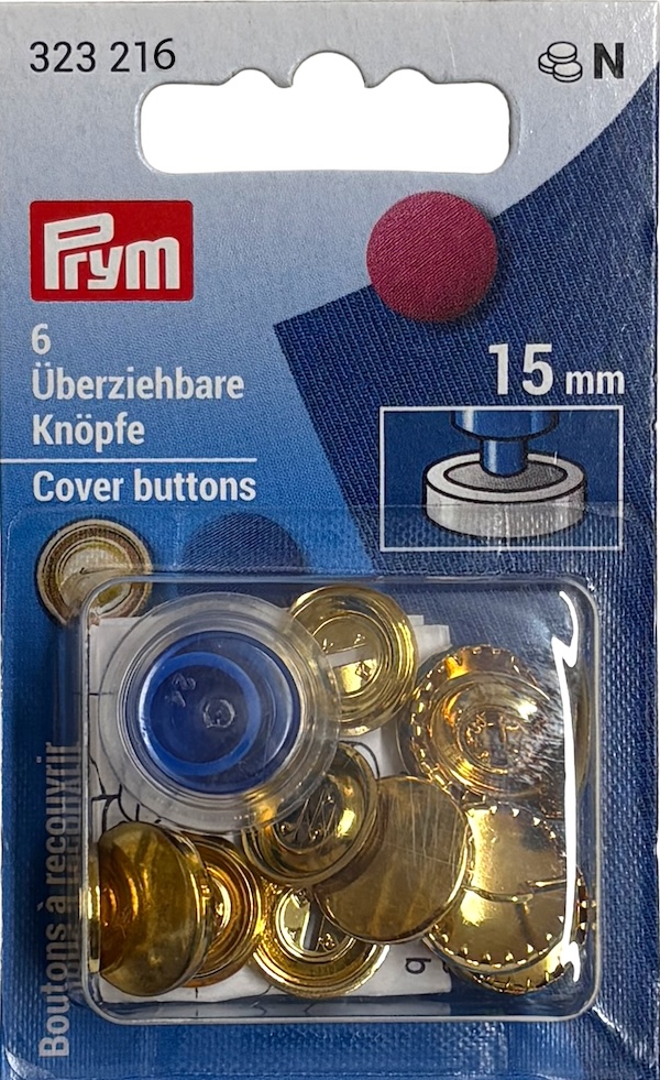 Prym Cover Buttons 19mm Silver Finish - 5 Pieces Brass Rustproof