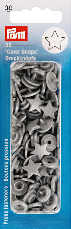 Prym Silver Grey Star Non-sew Colour Snaps - 12.4mm 30 Pieces