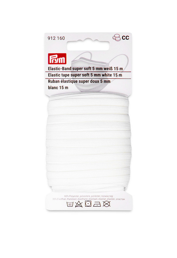Prym Elastic Tape Super Soft White 5mm x 15m &#8987;