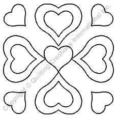 Heart Block Quilting Stencil Size: 9.5in or 24cm...