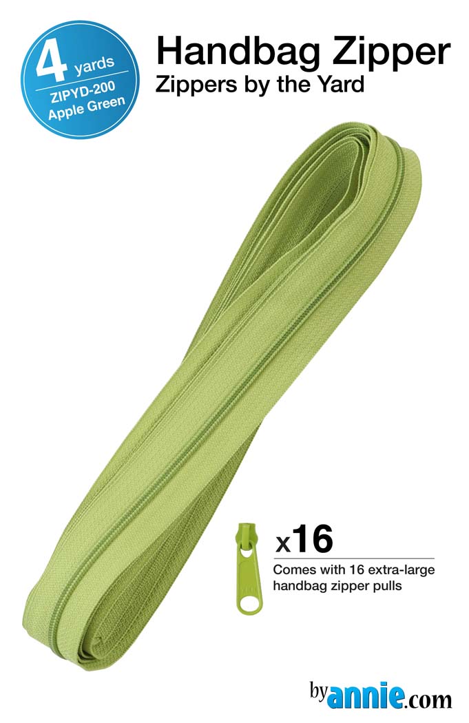 Zipper By The Yard Apple Green From Byannie (Avail Mar)