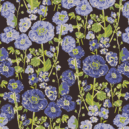 Hollyhocks in Bloom Periwinkle from My Mothers Daughter by Bari J. for AGF