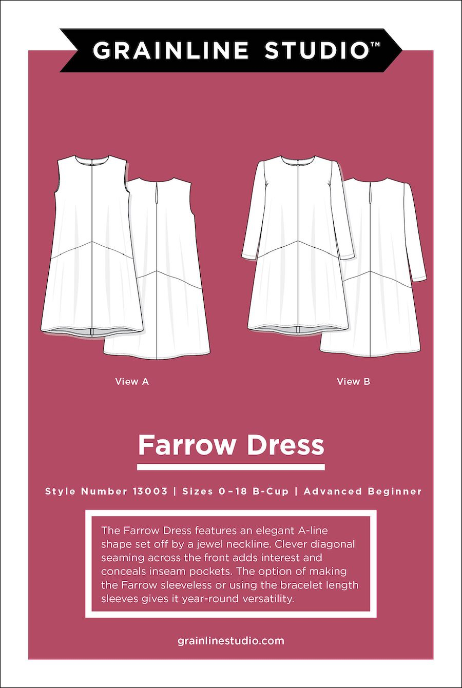 Farrow Dress Pattern Size 0-18 By Grainline Studio (Avail Mar)