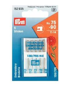 Prym Sewing Machine Needles Sys. 130/705 Embroidery 75/90 5pcs