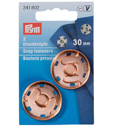 Prym Sew-On Snap Fastener 30 mm Rose Gold on Brass 2 Pieces