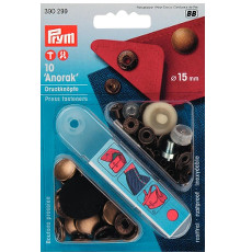 Prym Non-sew Fasteners 15mm Brass Antique Brass - 10 Pieces